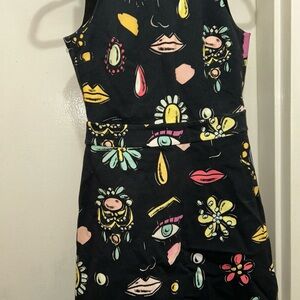 Moschino Black Mini Dress with Colorful Graphic Print